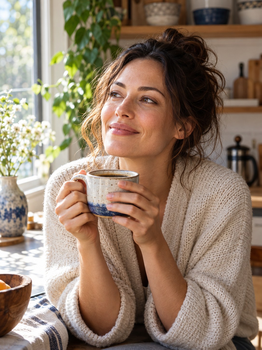 A customer enjoying a quiet morning coffee